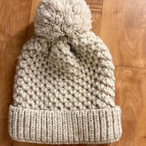 Cream and tan knitted beanie #winteraccessories